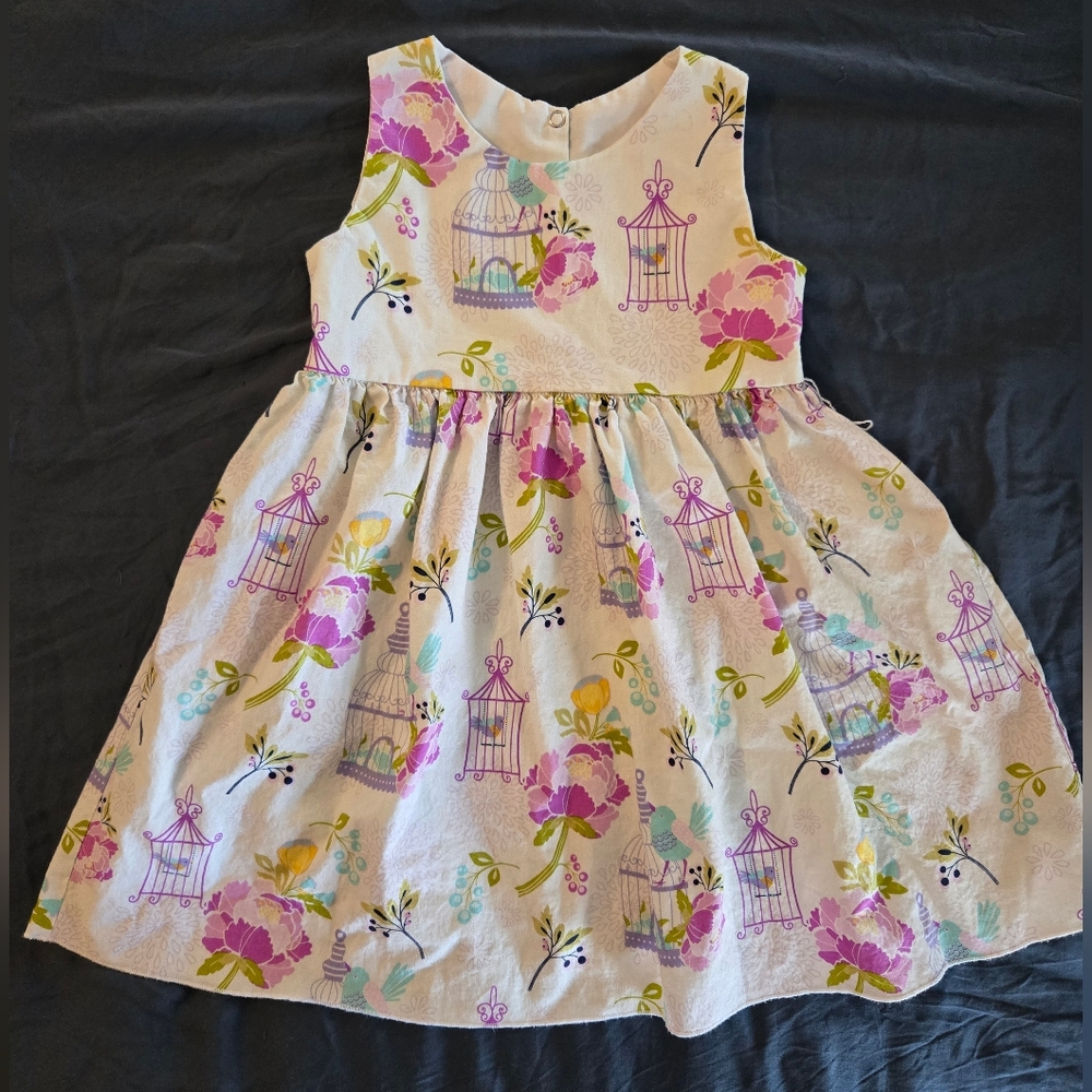 Lolly Wolly Doodle Floral and Birdcage Print Girls Dress 3T